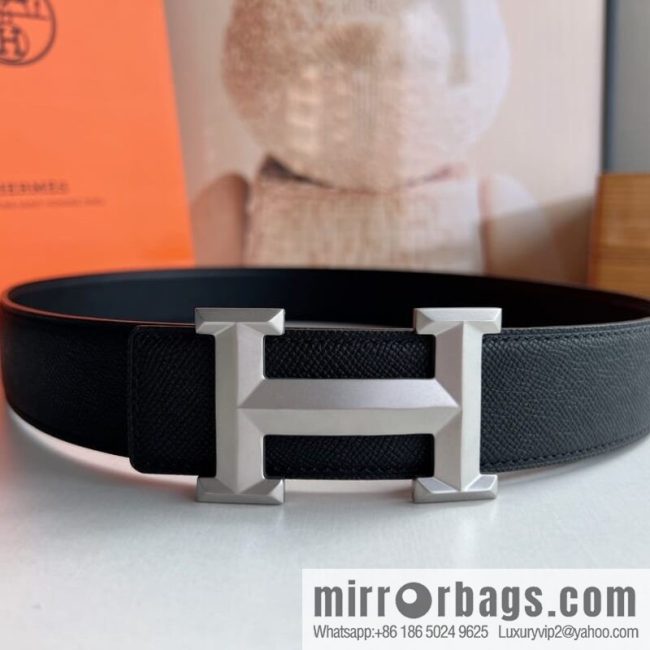 HERMES Hermès with thin H rhombus metal buckle men\'s 3.8cm waist belt - Image 2