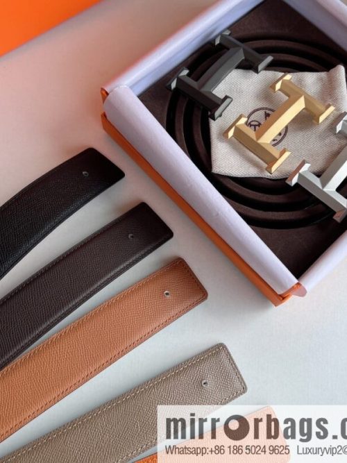 HERMES Hermès with thin H rhombus metal buckle men\'s 3.8cm waist belt