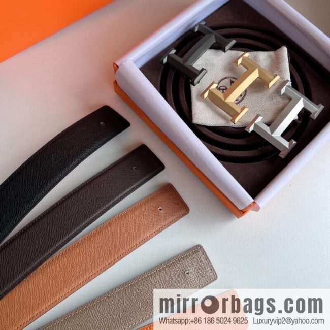 HERMES Hermès with thin H rhombus metal buckle men\'s 3.8cm waist belt