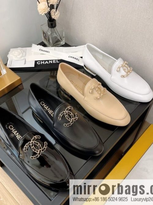 Chanell Chanel Xiaoxiang, new, leather double C buckle loafers/half slippers