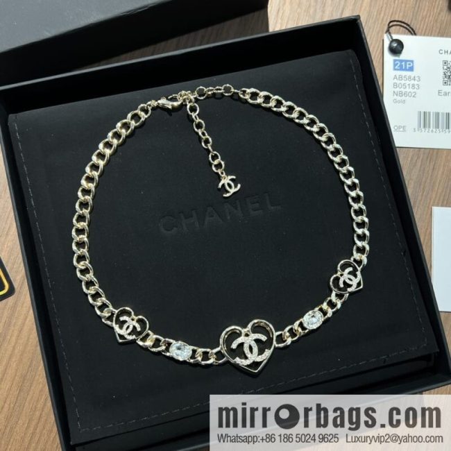 New ☑️ CHANEL Chanel double c gold peach heart love necklace