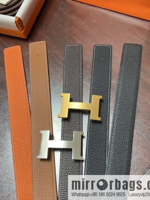 Hermes H four-corner solder joint brushed gold/palladium buckle imported togo leather calfskin 38mm belt