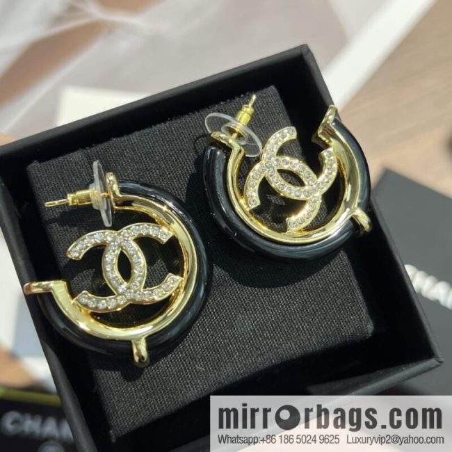 New ☑️ CHANEL Chanel c1 double c full diamond stud earrings