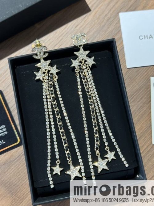 New ☑️ CHANEL Chanel double c star pentagram tassel earrings