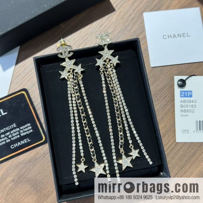 New ☑️ CHANEL Chanel double c star pentagram tassel earrings