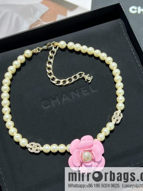 New ☑️ CHANEL Chanel Double C Pink Camellia Pearl Necklace
