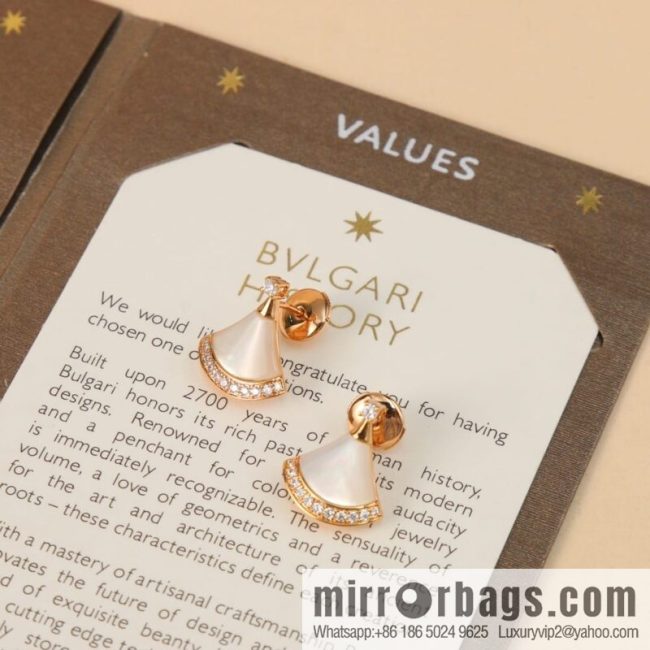 BVLGARI Bulgari classic red chalcedony white fritillary fan necklace stud earrings - Image 3