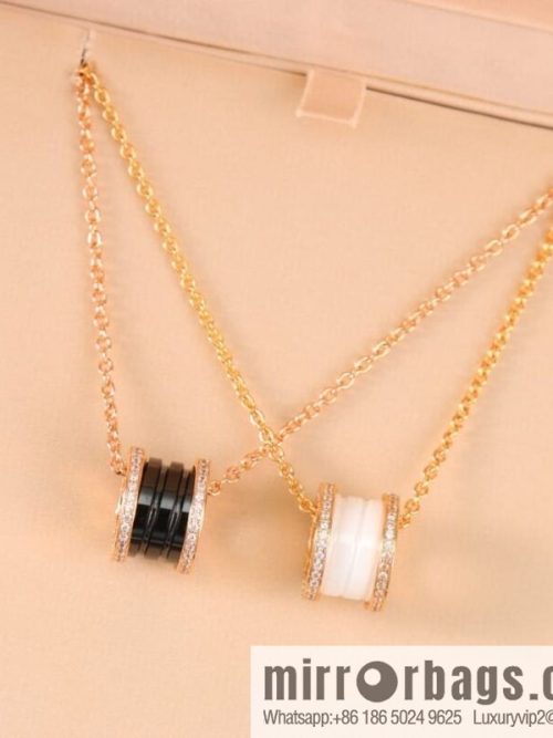 BVLGARI Bulgari black and white ceramic necklace with diamonds