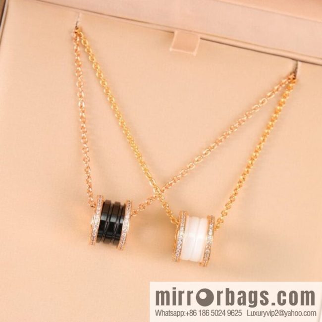 BVLGARI Bulgari black and white ceramic necklace with diamonds