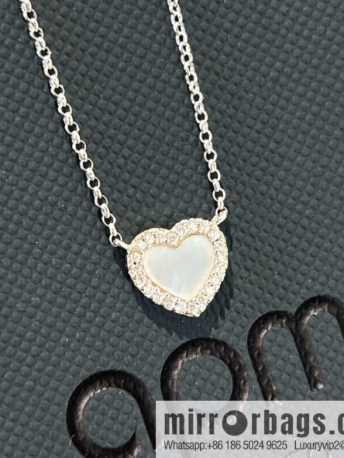 APM Monaco white mother shell love necklace adjustable