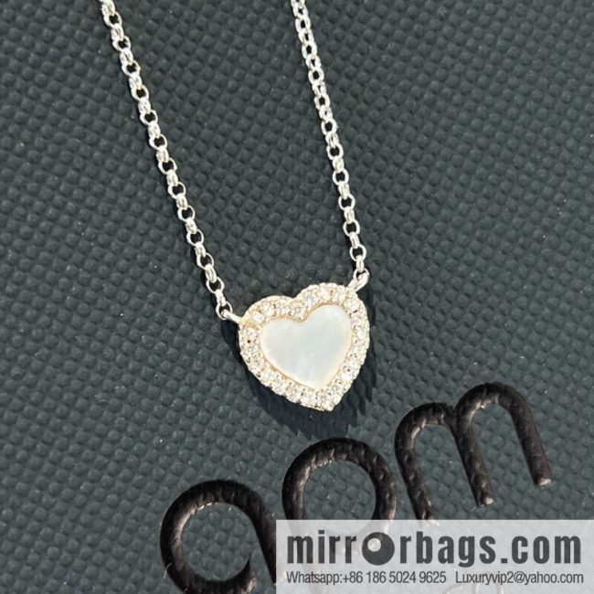 APM Monaco white mother shell love necklace adjustable