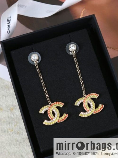 New ☑️ CHANEL Chanel c2 double c colored diamond stud earrings