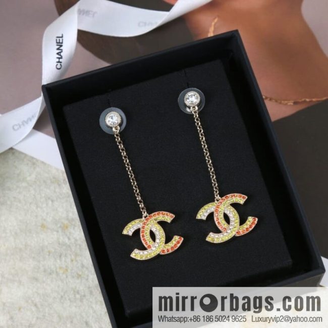 New ☑️ CHANEL Chanel c2 double c colored diamond stud earrings