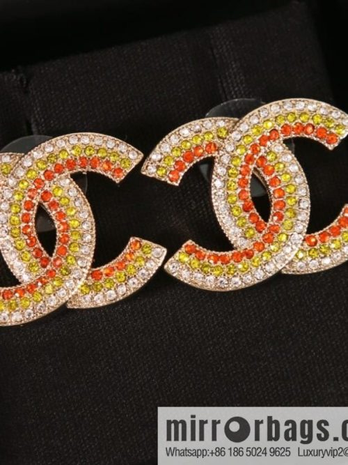 New ☑️ CHANEL Chanel c1 double c colored diamond stud earrings