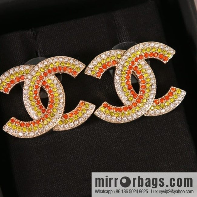 New ☑️ CHANEL Chanel c1 double c colored diamond stud earrings