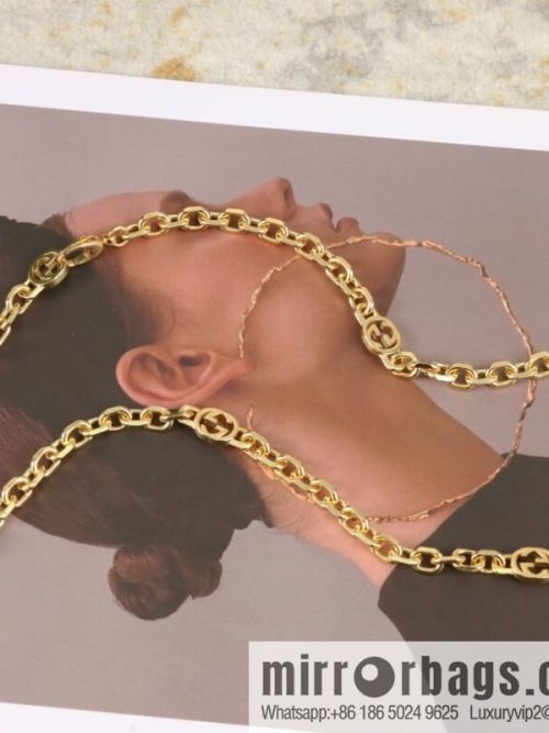 New Gucci Gucci gold interlocking enamel double G necklace