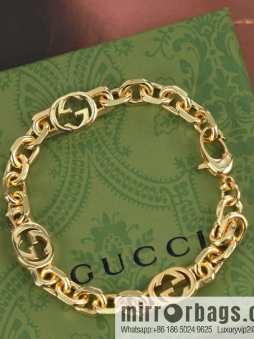 New Gucci Gucci gold interlocking enamel double G bracelet