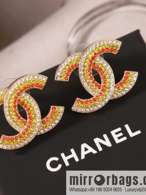 New ☑️ CHANEL Chanel c1 double c colored diamond stud earrings