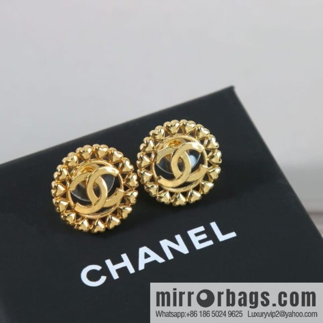 New ☑️ CHANEL Chanel gold double c round stud earrings