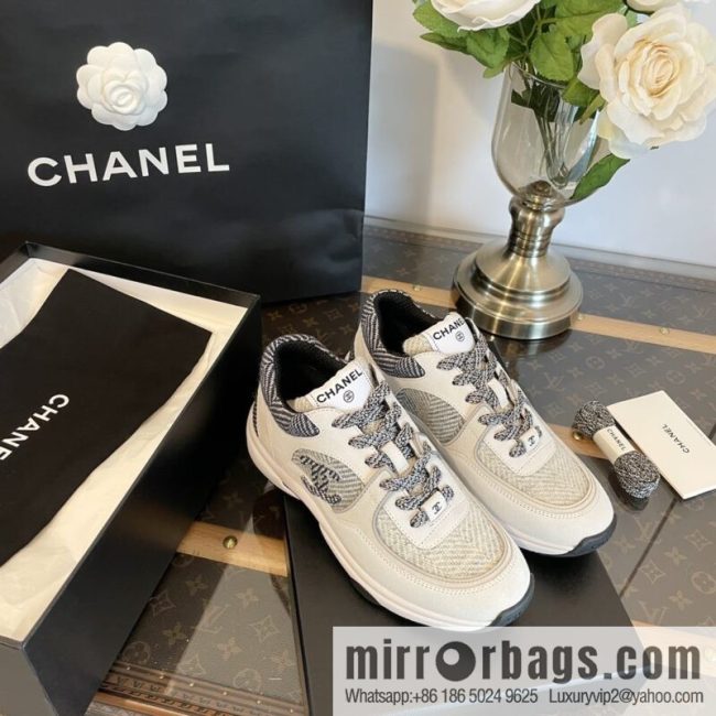 Chanel Wool rough flower reflective sneakers