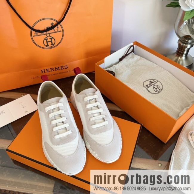 Hermes Hermès imported sheepskin ➕ cashmere casual sneakers