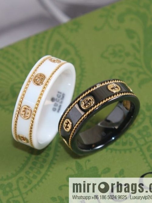 New Gucci gucci double G black and white ceramic ring