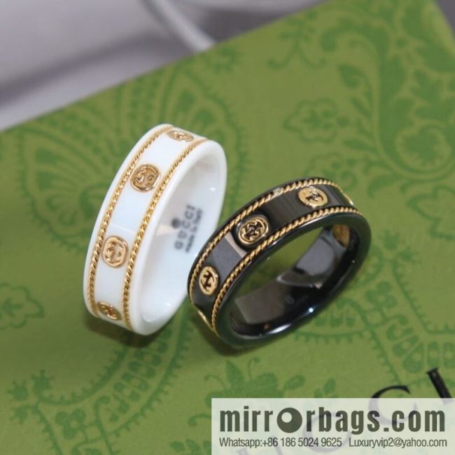 New Gucci gucci double G black and white ceramic ring