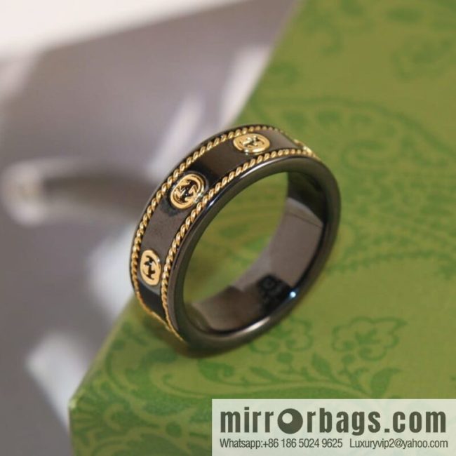 New Gucci gucci double G black and white ceramic ring - Image 3
