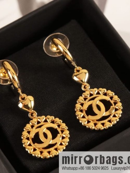 New ☑️ CHANEL Chanel C2 gold double c round stud earrings