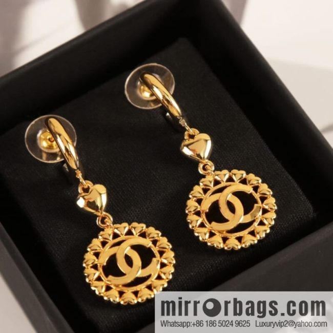 New ☑️ CHANEL Chanel C2 gold double c round stud earrings
