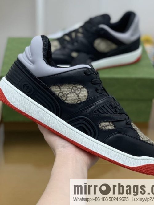 Gucci Gucci uses leather + breathable net iconic men\'s sneakers