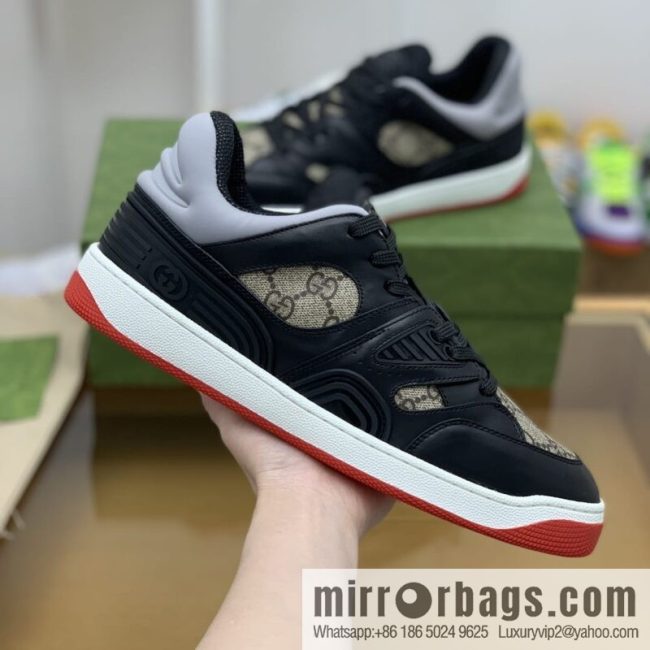 Gucci Gucci uses leather + breathable net iconic men\'s sneakers