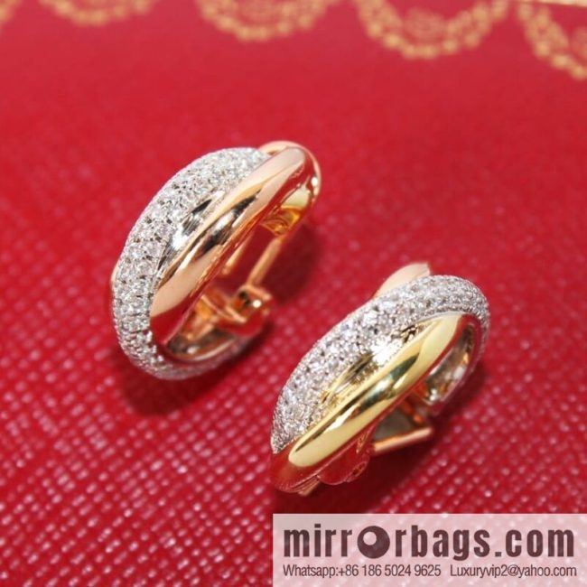 Cartier Trinity series three-color three-ring earrings