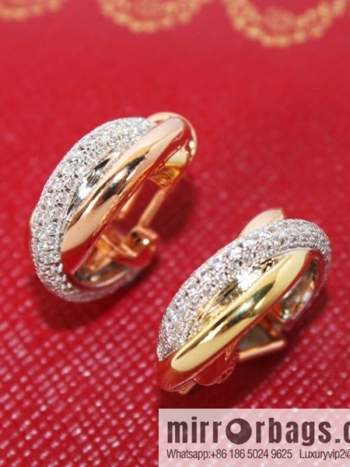 Cartier Trinity series three-color three-ring earrings