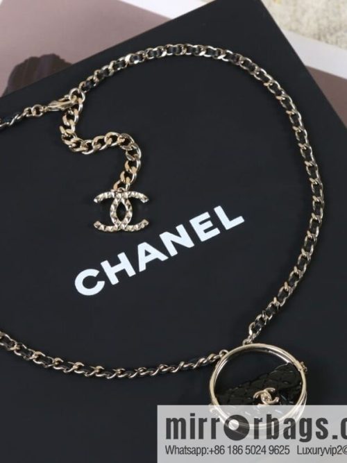 New ☑️ CHANEL Chanel double c round black leather rope necklace