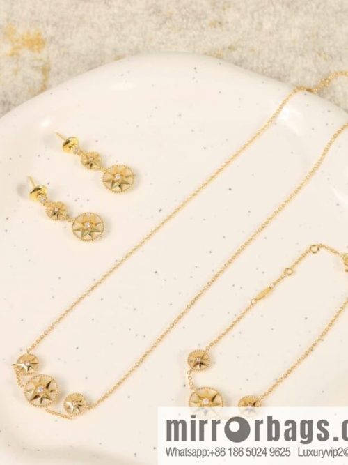 DIOR Dior white fritillary octagram bracelet necklace earrings