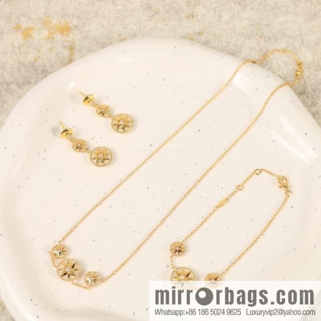 DIOR Dior white fritillary octagram bracelet necklace earrings