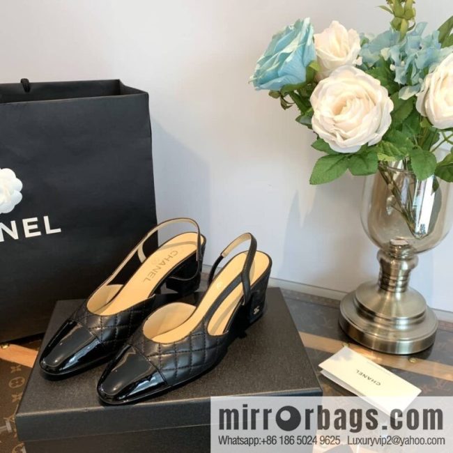 Chanel Xiaoxiang rhombus color matching thick-heeled sandals - Image 6