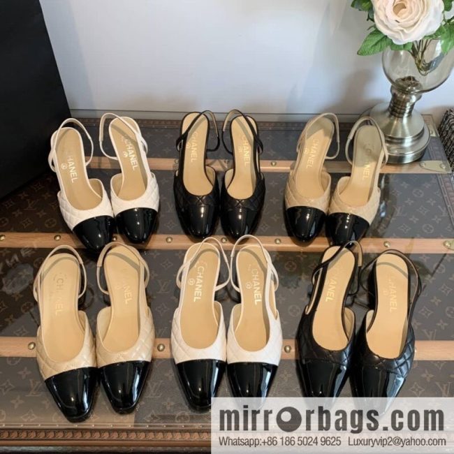 Chanel Xiaoxiang rhombus color matching thick-heeled sandals
