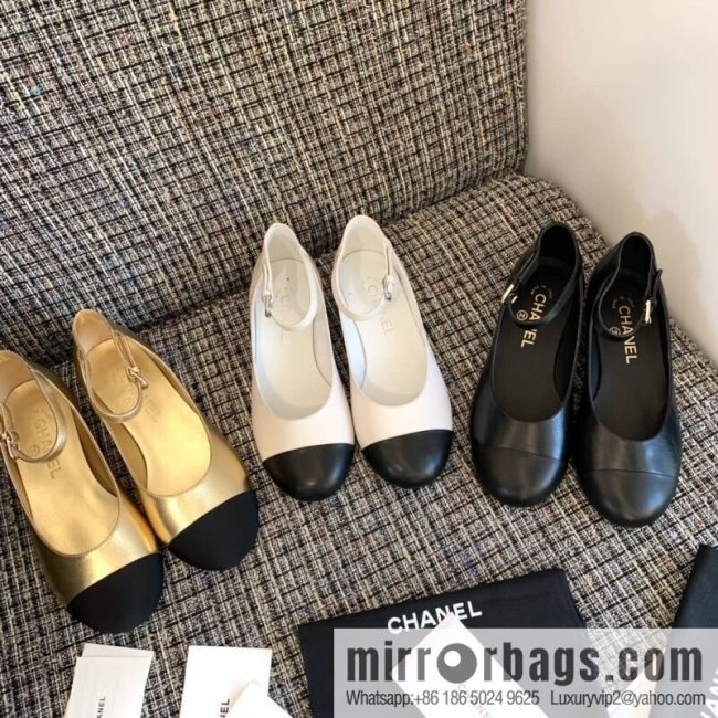 Chanel small fragrance color matching pearl heel counter Mary Jane single shoes‼