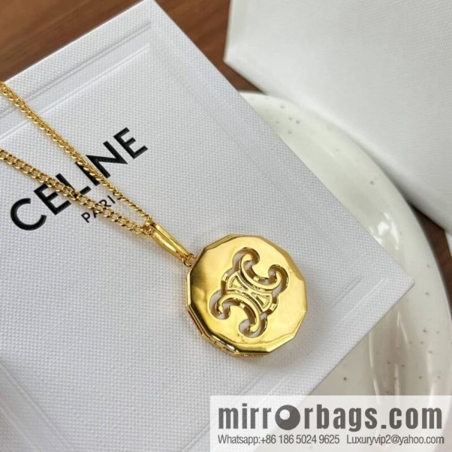 New Celine Arc de Triomphe white fritillary round necklace - Image 3