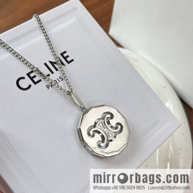 New Celine Arc de Triomphe white fritillary round necklace - Image 2