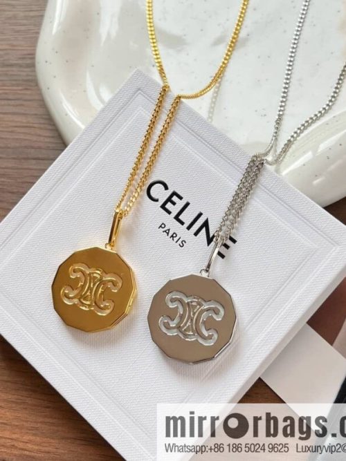 New Celine Arc de Triomphe white fritillary round necklace