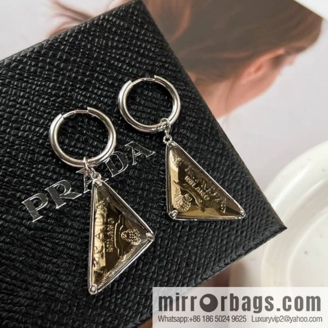 PRADA Prada triangle label, stud earrings