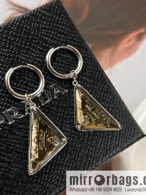PRADA Prada triangle label, stud earrings