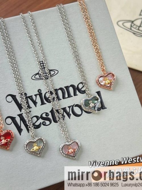 New ☑️ Vivienne Westwood Queen Mother love peach heart necklace