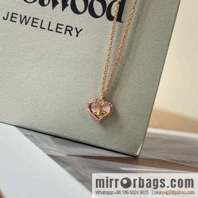 New ☑️ Vivienne Westwood Queen Mother love peach heart necklace - Image 3