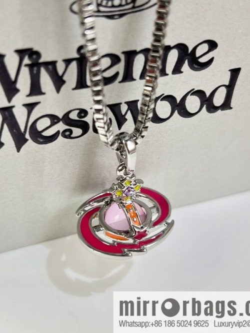 New ☑️ Vivienne Westwood pink Saturn necklace