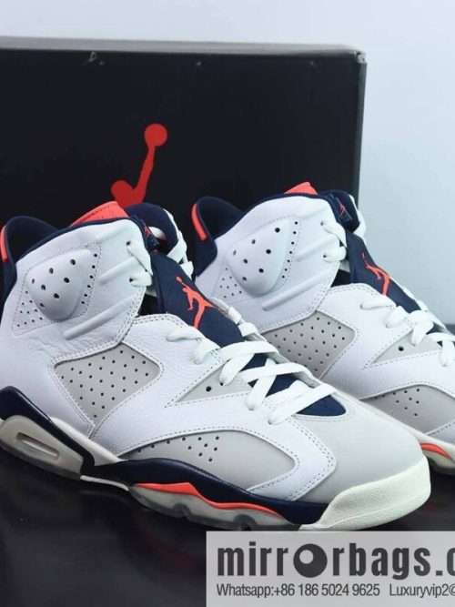 Nike Air Jordan Retro 6 🥰 Tinker \"Jordan AJ6 generation middle help Vintage casual culture basketball shoes\" manuscript white blue infrared \"384664-104