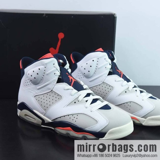 Nike Air Jordan Retro 6 🥰 Tinker \"Jordan AJ6 generation middle help Vintage casual culture basketball shoes\" manuscript white blue infrared \"384664-104